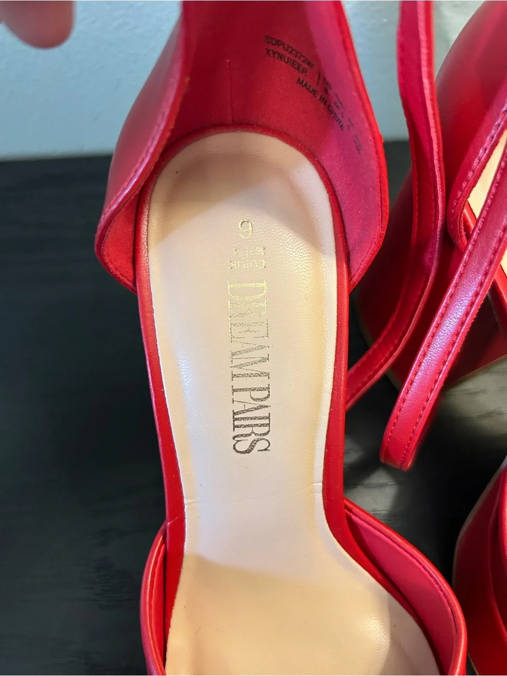 Dream Pairs Red Platform Almond-Toe Ankle-Strap Pumps